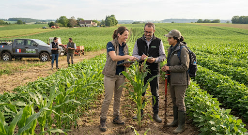 Échange d’experts agronomes sur le terrain agricole