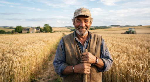 Portrait d’un agriculteur sur le terrain